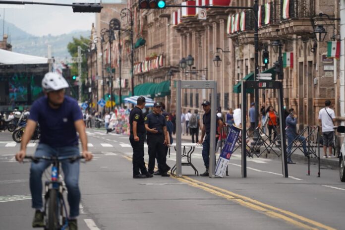 Seguridad instalada para la fiesta Moreliana