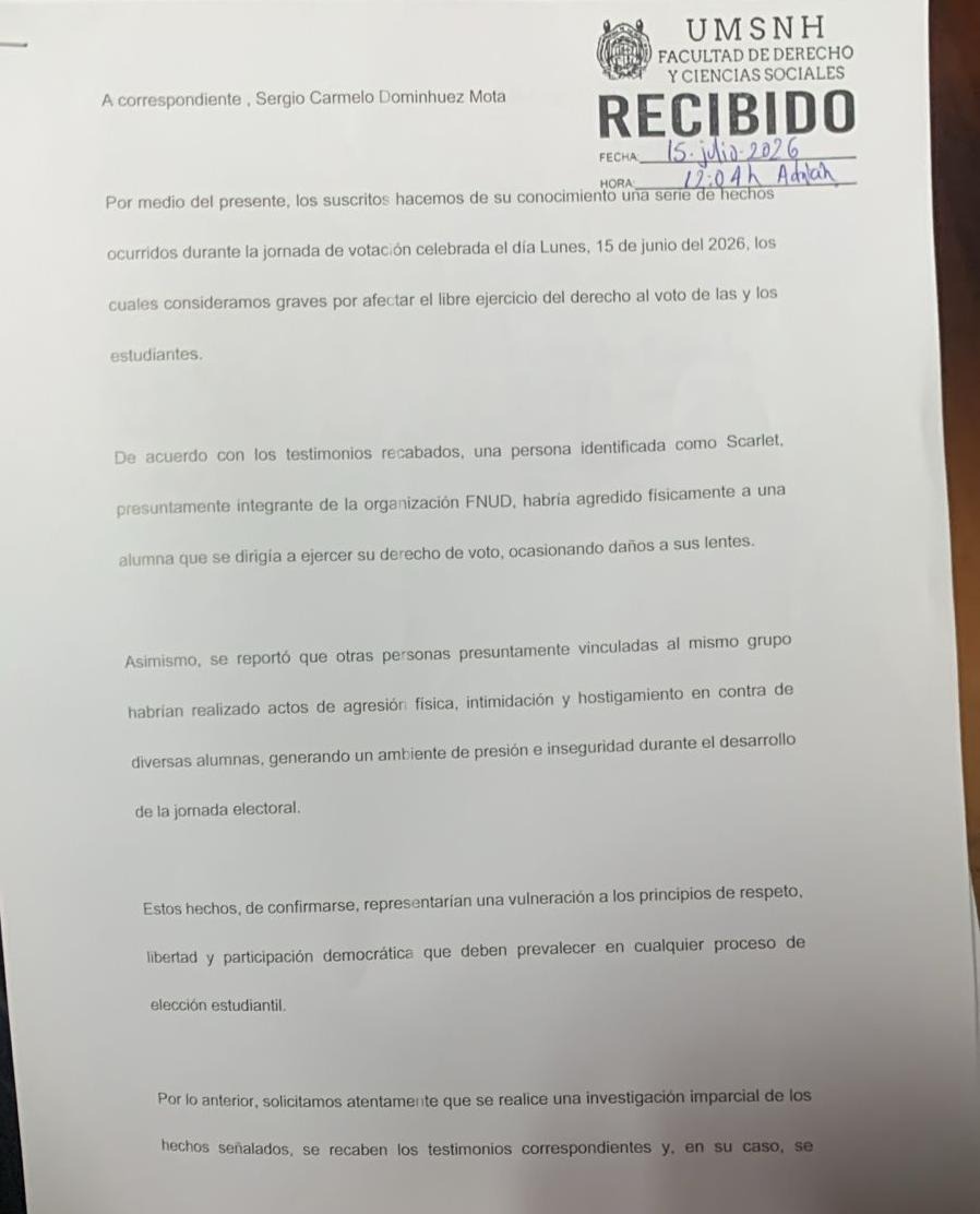 Denuncian intervención morenista en elección de Consejo Técnico de Derecho de la UMSNH