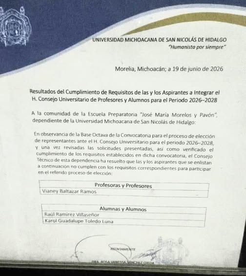 Funcionario del gobierno acusa falta de equidad en proceso de elección de UMSNH