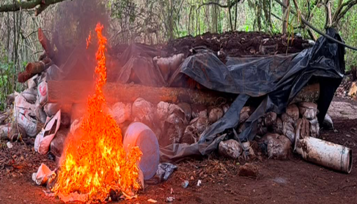 Explosivos, droga y campamentos asegurados en la Sierra Costa