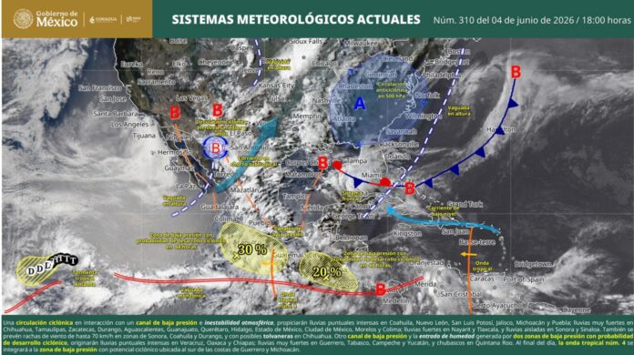 Monitorean baja presión frente a las costas de Guerrero y Michoacán