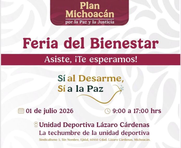 Mañana Miércoles, Feria del Bienestar en Lázaro Cárdenas Mañana Miércoles, Feria del Bienestar en Lázaro Cárdenas