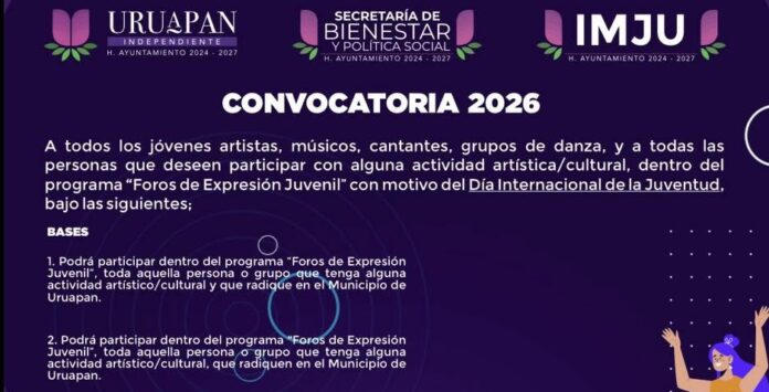 Uruapan, convocan al Foro de Expresión Juvenil