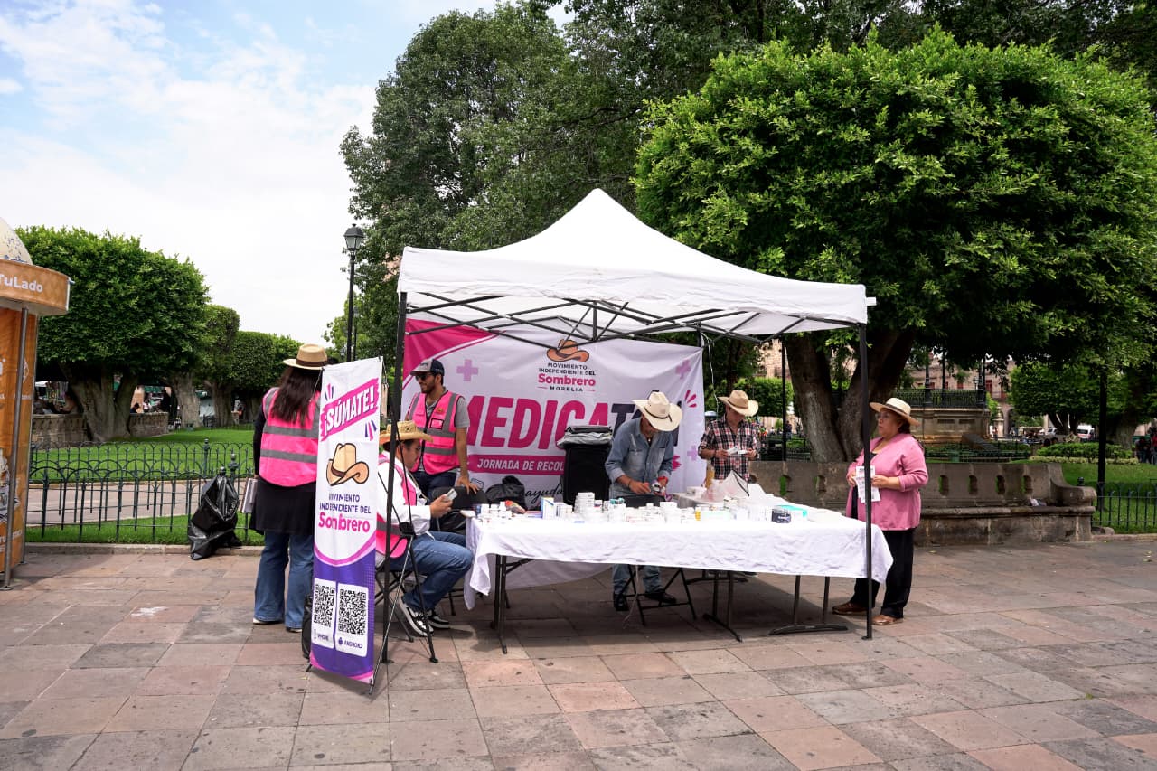 Movimiento del Sombrero instala centro de acopio de medicamentos en Morelia