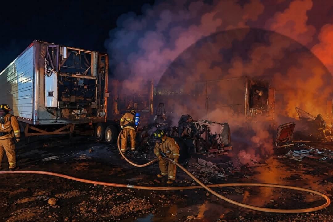 Incendio consume 3 camiones en Central de Abastos de Uruapan