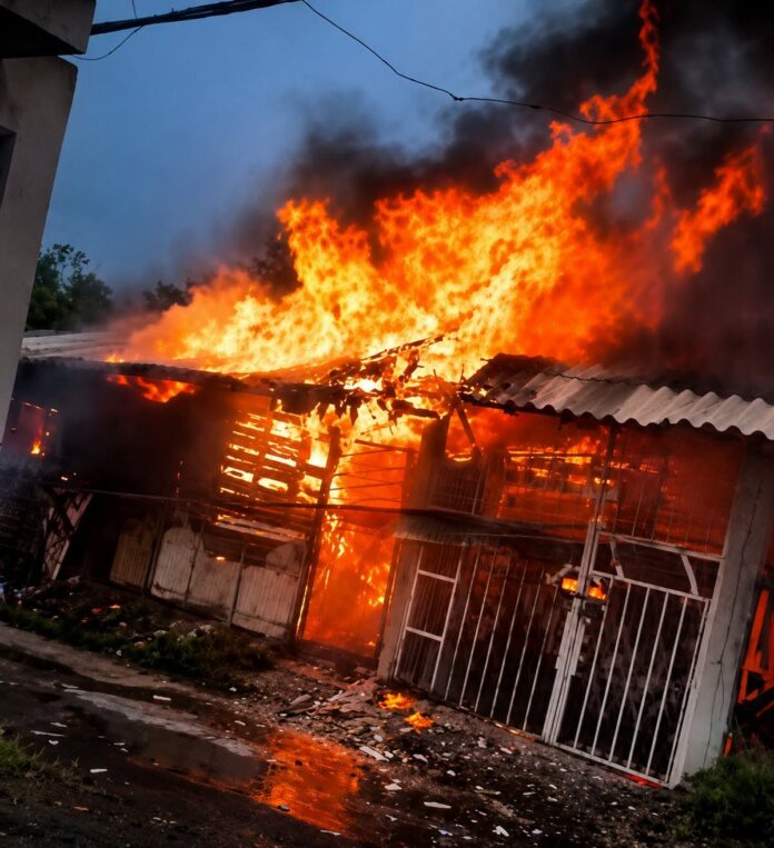 Voraz incendio consume inmueble en la colonia de Uruapan