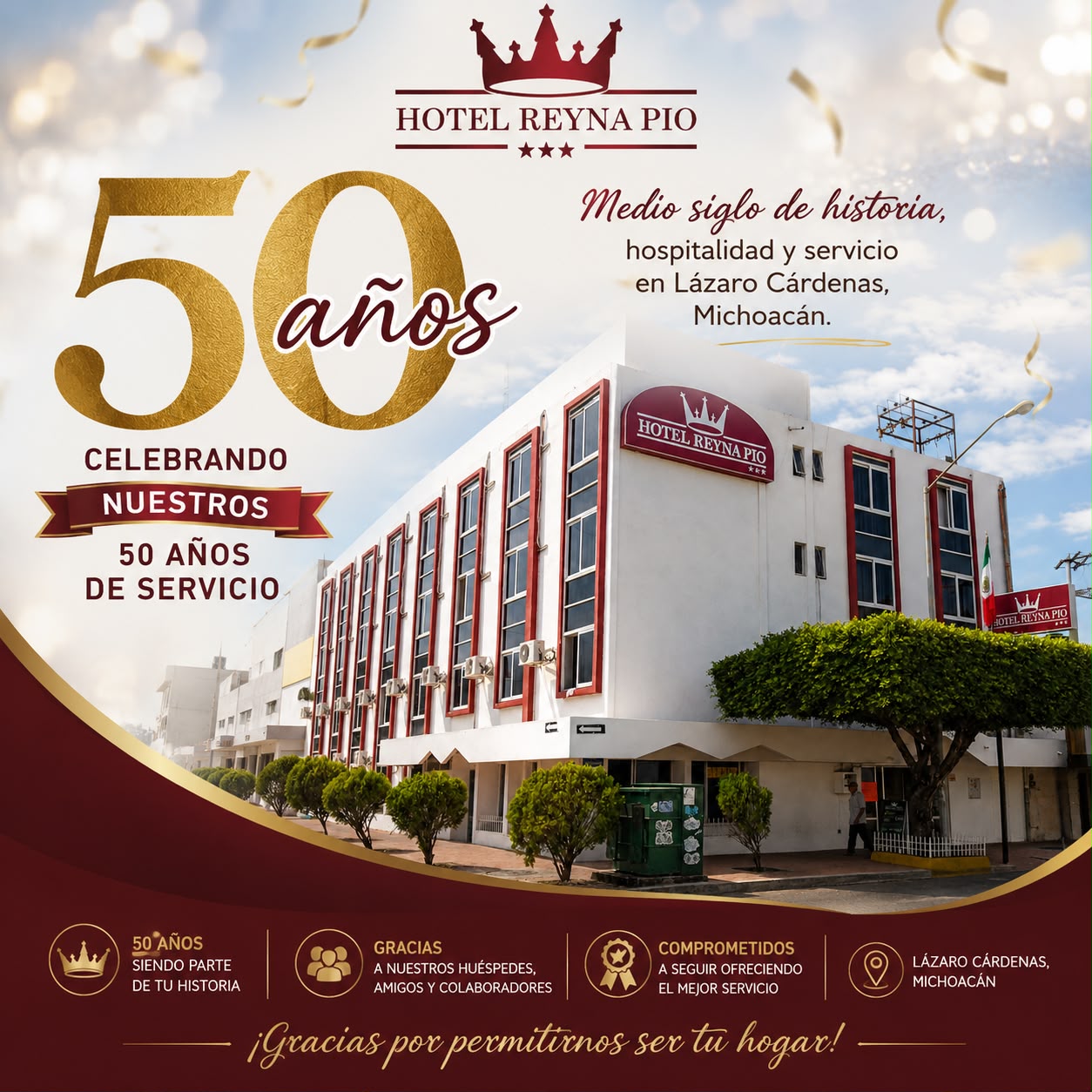 Hotel Reyna Pío celebra 50 años de historia y servicio en Lázaro Cárdenas