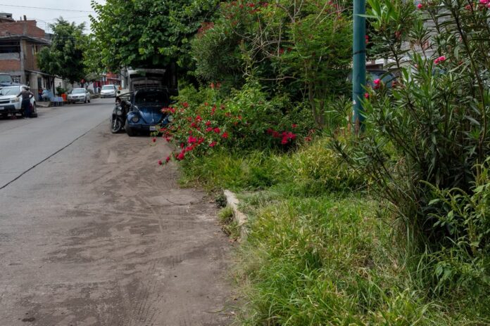 Cuando baja el agua, el lodo permanece en la avenida Poliducto
