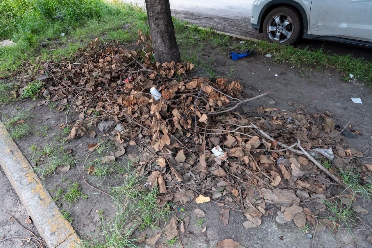 Cuando baja el agua, el lodo permanece en la avenida Poliducto