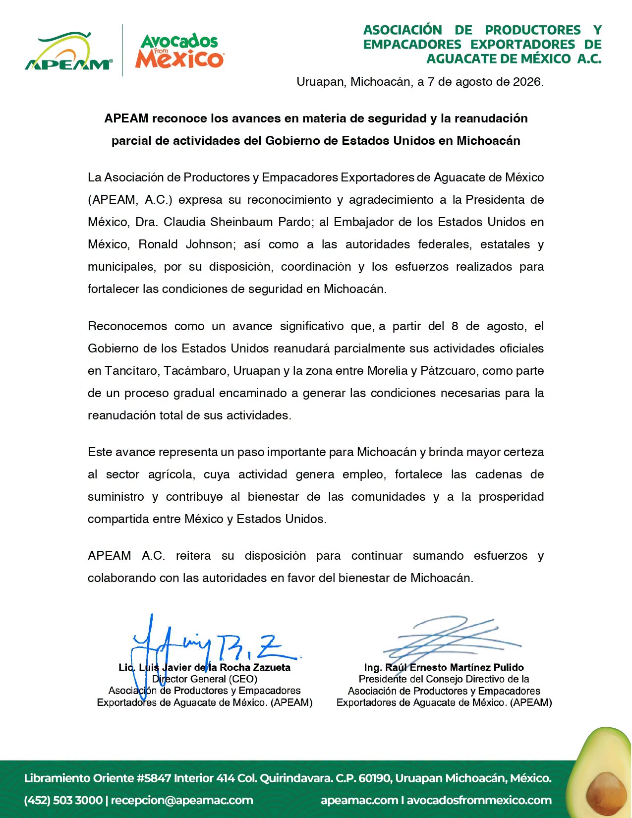 Reapertura de actividades con EE.UU. fortalece al sector aguacatero