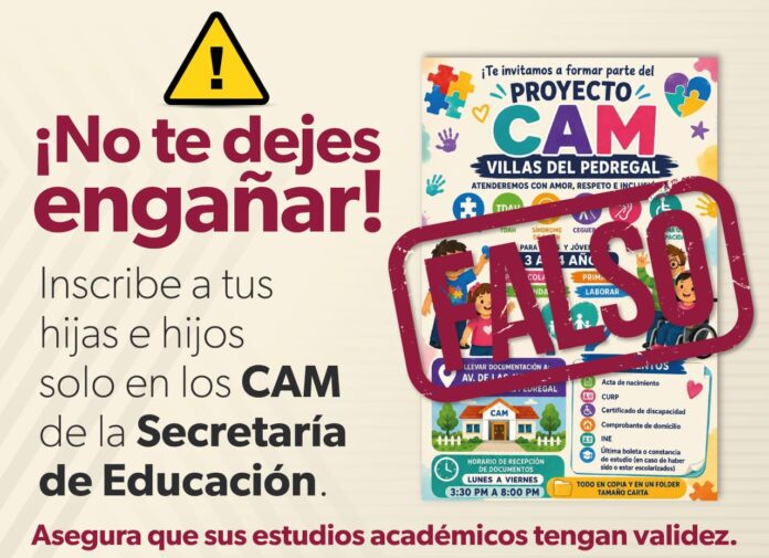 Falso prerregistro para Centro de Atención en Villas del Pedregal