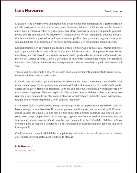 Luis Navarro denuncia guerra sucia y respalda transparencia de su patrimonio